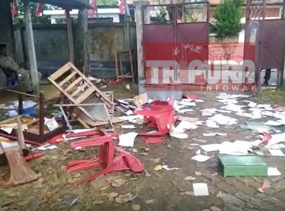 BJP goons ransacked CPI-M Party office in Dharmanagar, Saffron brigadeâ€™s criminal activity continue